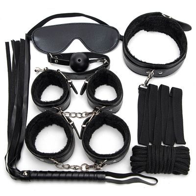 7PCS/Set PU Leather Sexy Handcuffs Whip Rope Sex Products Pink and Black BDSM Bondage Sex Toys for Couples Exotic Accessories