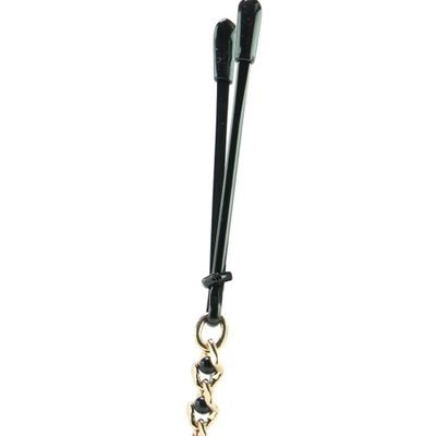 Black Tweezer Nipple Clamps with Beaded Chain