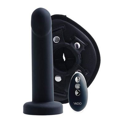 VeDO - Strapped Rechargeable Vibrating Strap On Dildo (Just Black)