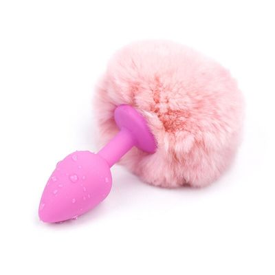 Plush Ball Rabbit Tail Anal Plug Stainless Steel Prostate Massager Butt Plug Sex toys For Women/Couple Adult Game