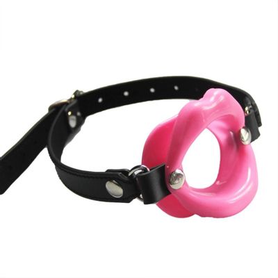 PU Leather Rubber Lips O Ring Open Mouth Oral Sex Gag BDSM Fetish Bondage Restraints Erotic Toys For Couples