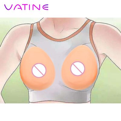 VATINE 1Pair 36A A B C 36D Realistic False Shemale Silicone Artificial Adhesive Breast Simulation Breast Masturbation Sex Toy