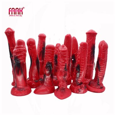 Buy FAAK 2020 new red and black colorful animal horse dildo dog wolf