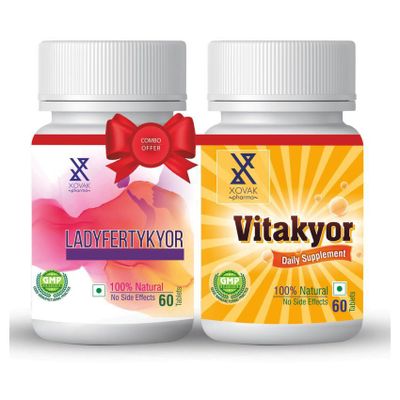 Xovak Pharma Ayurveda & Herbal Tablets For Female Fertility + Multi-Vitamins Combo Pack 2