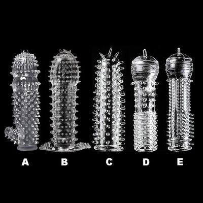 Reusable Silicon Condom With Spike Dotted For Men dildo sheath Condoms Extender Penis Sleeve cover Cock Ring Sex Toys
