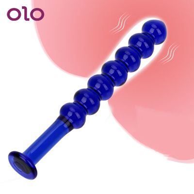 OLO Glass Dildo Anal Plug Crystal Balls Butt Plug 7 Beads Pyrex Prostate Massage Fake Penis Sex Toys for Women Men