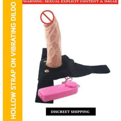 Vibrating Strap On Hollow Dildo Total 7 Inch