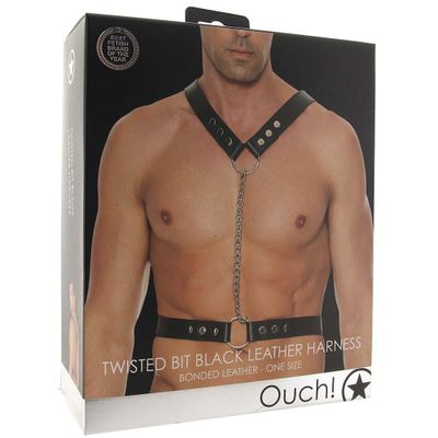 Ouch! Twisted Bit Bonded Leather Harness - OS