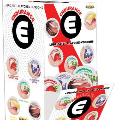 Endurance Flavored Condoms Asst Flavors 144 Pcs Wall Mount
