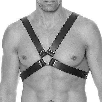 Ouch! Large Buckle Bonded Leather Harness - OS