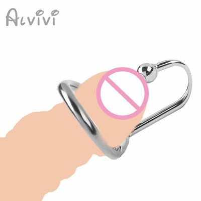 Men's Penis Stainless Rings Lock O-Ring Cock Chastity Device Cock Double Beads Penis Erection Ring for Men Delay Ejaculation