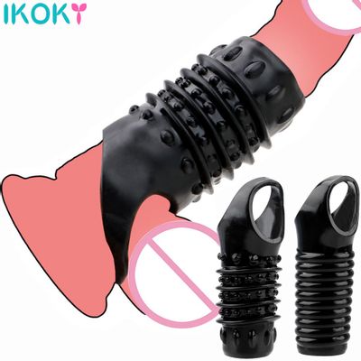 1/2 pcs Large Size Penis Extender Condoms Reusable Penis Sleeve Girth Impotence Dick Enlargement Sex Toys Cock Ring For Men