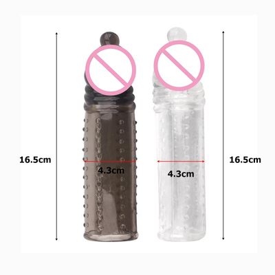 Penis Extender Sleeve Penis Crystal Condom Cover Sleeve Reusable Silicon Condom With Spike Dotted For Men Dildo Condoms Sex Toys