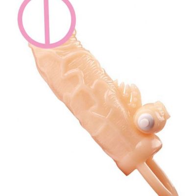 KAMAHOUSE Soft Silicone Penis Sleeve Male Extender Penis Cock Enlarger with Vibrator Delay Ejaculation Penis Sleeve