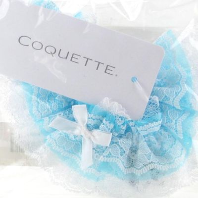 Ruffled White & Blue Lace Leg Garter - OS