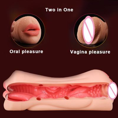 Sex Toys for Men real Realistic Vagina Oral Mouth Artificial 3D Deep Throat with Tongue Teeth Silicone Male Masturbator Pussy