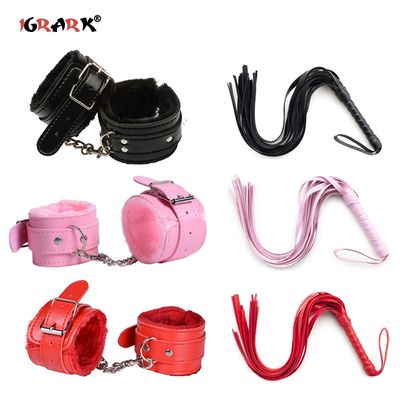 Sexy Adjustable PU Leather Plush Handcuff Ankle Cuff Restraints Bondage Sex Toys Muply Restraints Sex Bondage Exotic Accessories