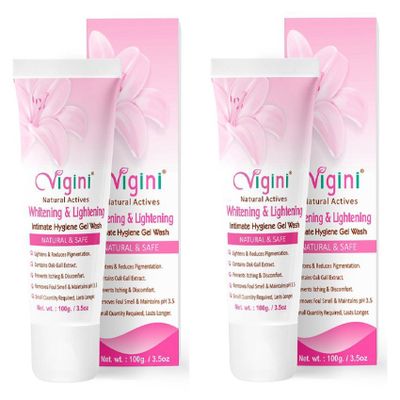 Vigini 100% Natural Actives Vaginal Intimate Hygiene Feminine Gel Wash for Women Lightening  Whitening Moisturizer Non Staining no Itching like Cream,Reduces Vaginal Itching Dryness foul Smell,No Added Color,No Sulphates,No Paraben,No Bleaching agent
