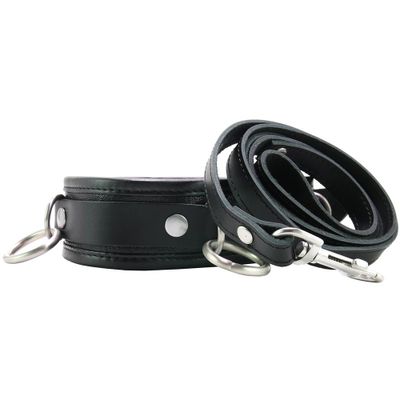 100% Leather 3 Ring Leash & Collar