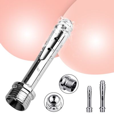 Stainless Steel Enema Cleaning Bidet Faucets Brushed Anal&Vaginal Shower With 2 Heads Metal Anal Cleaner Butt Plugs Tap Sex Toys