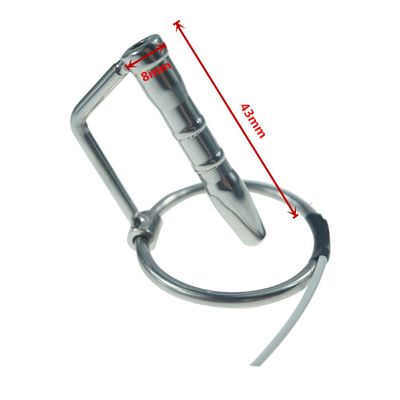 length 43mm Electric shock stainless steel urethral sound with head ring male catheter penis plug electro stimulation sex toys