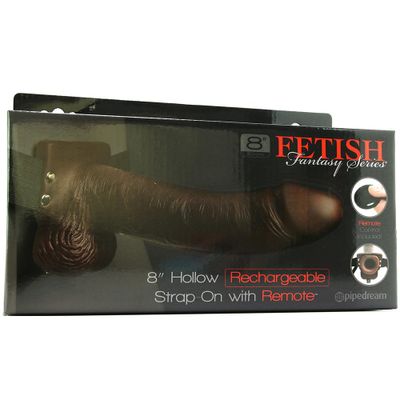 8 Inch Hollow Vibrating Strap-On with Remote