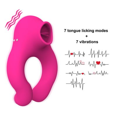 Penis Vibrator for Couple Clitoral Stimulation Sex Toys Clit Sucker Tongue Licking Dildo Accessories Adults Female Massager