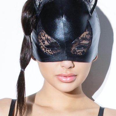 Wet Look and Lace Cat Mask - OS