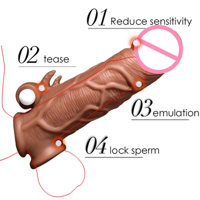 NEW Reusable Penis Sleeve Extender Realistic Penis Condom Silicone Extension Sex Toy for Men Cock Enlarger Condom Sheath Delay