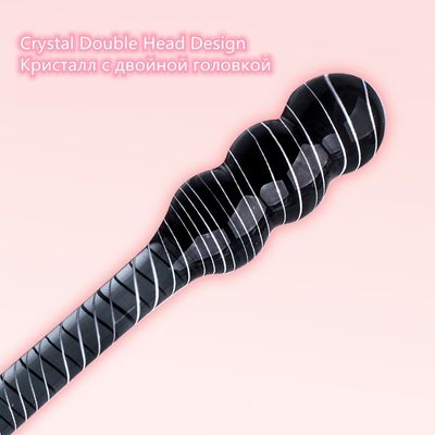 4 Style Black Pyrex Glass Butt Plug Crystal Bead Male Penis Anal Dildo with Double-headed Beads for Men Women Gay to Masturbate