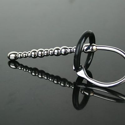 Latest Male Stainless Steel Urethral Sounding Stretching Stimulate Bead Dilator Penis Plug With Cock Ring BDSM Sex Toy 606