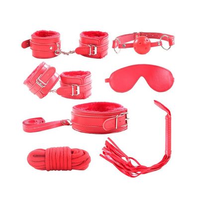 7 Pieces/Set Collar Furry Fuzzy Bed Bondage Gear Restraint Set Kit Ball Gag Cuff Whip Sexy 2019 Products Sex Toys For Lovers