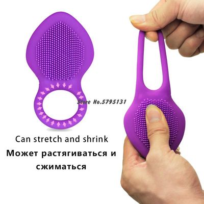 10 Speed Men's Vibrating Ring Sex Toys Nipple Clitoral Stimulator Vibration Tongue Brush Massager Sexual Health Products