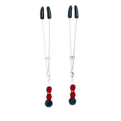 Red Beaded Nipple Clamps With Tweezer Tip &#8211; Red