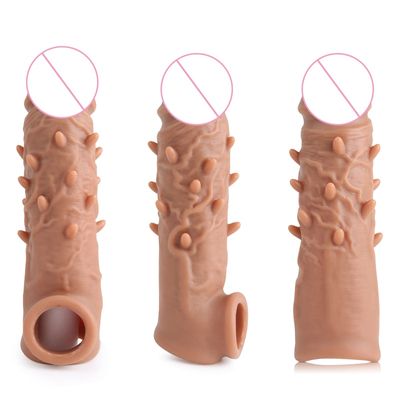 Reusable Condoms for Men Penis Enlargement Penis Extension Ring Sleeve Male Masturbator Time Delay Ejaculation Sex toys for Men