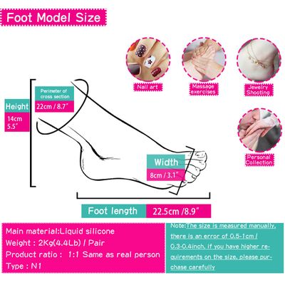 Female Foot Model Visible Blood Vessels Male Plastic Mannequin 1 Pair Silicone Lifesize Art Female  TPE ZISHINE N1
