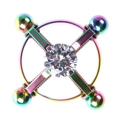 2Pcs Adjustable Stainless Steel Zircon Non-Piercings Nipple Shields Rings Circle Clamps Faux Diamond Jewelry Screw Clip on Body