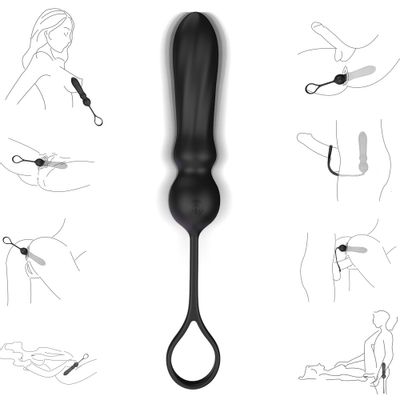 Sex Toys for Couples Anal Plug Vibrator in with Penis Ring and Ball Loop 9 Speed Dildo G-spot Vibrating Clitoris Anal Stimulator