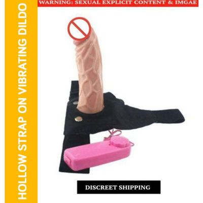Hollow strap on dildo with vibrator