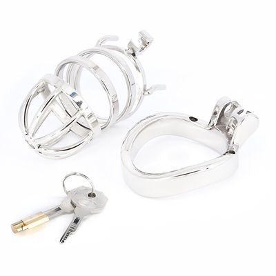 304 Stainless Steel 4 Size Cock Rings BDSM 18+ Chastity Cage Belt Device Metal Anti Escape Male Penis Cage Ring Sex Toys For Men