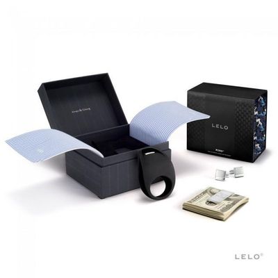 LELO - Pino Vibrating Cock Ring with Cufflinks and Clip (Black)