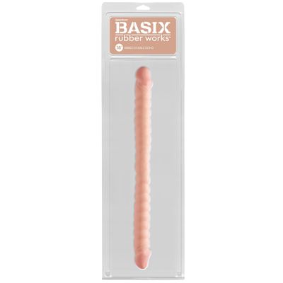 Pipedream - Basix Rubber Works Ribbed Double Dong 18" (Beige)