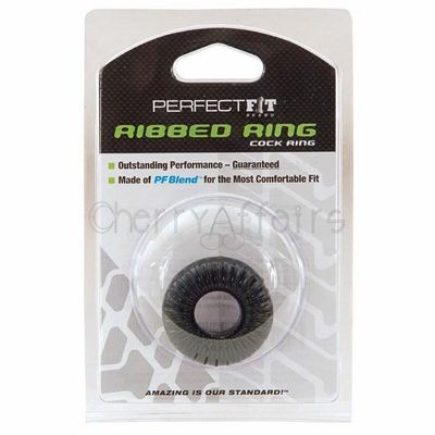 Perfect Fit - Ribbed Cock Ring (Black)