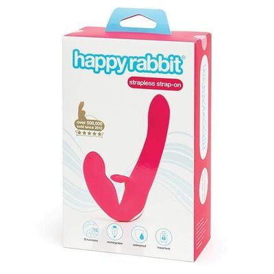 Love Honey - Happy Rabbit Strapless Strap on Vibrator (Pink)