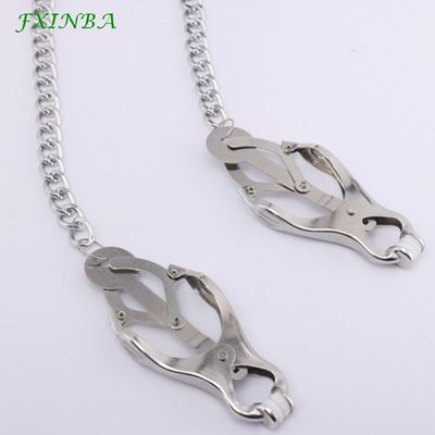 FXINBA 1 Pair Stainless Nipple Clamps Chain Bdsm Breast Nipple Clips Adults Sex Toys For Woman Nipples Stimulator Adult Games