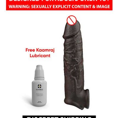 Life Like Black Monster Cock Sleeve For Men By Naughty Nights + Free Kaamraj Lubricant