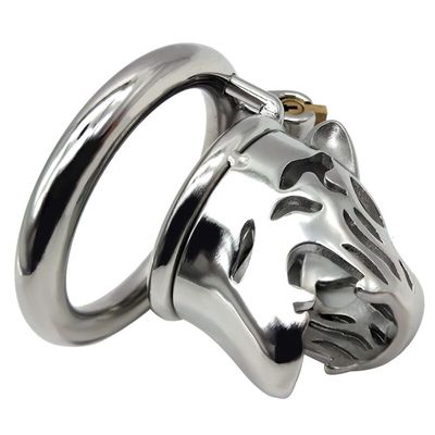 Adult Games Stainless Steel Cock Cage Leopard Design Sex Toys for Men Penis Cock Ring Sleeve Lock BDSM Set Male Chastity Device