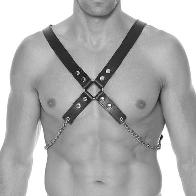 Ouch! Double Chained Bonded Leather Harness - OS