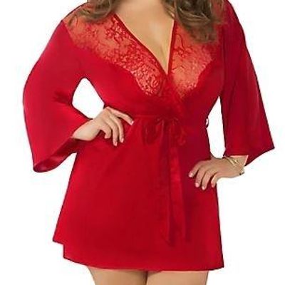 Seven Til Midnight Satin and Lace Robe