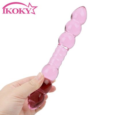 IKOKY Dual Head Anal Plug Prostate Massage Female Masturbation Glass Sex Products Butt Stimulation Erotic Sex Toys for Women